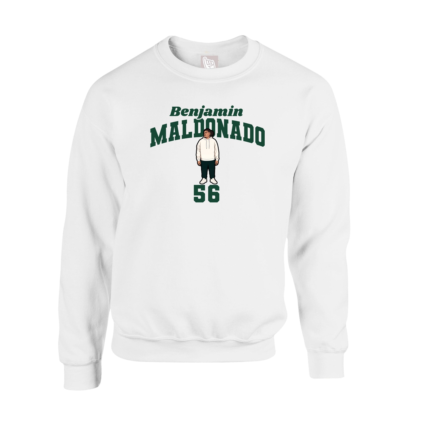 Fleece Crew — Signature Arch in White