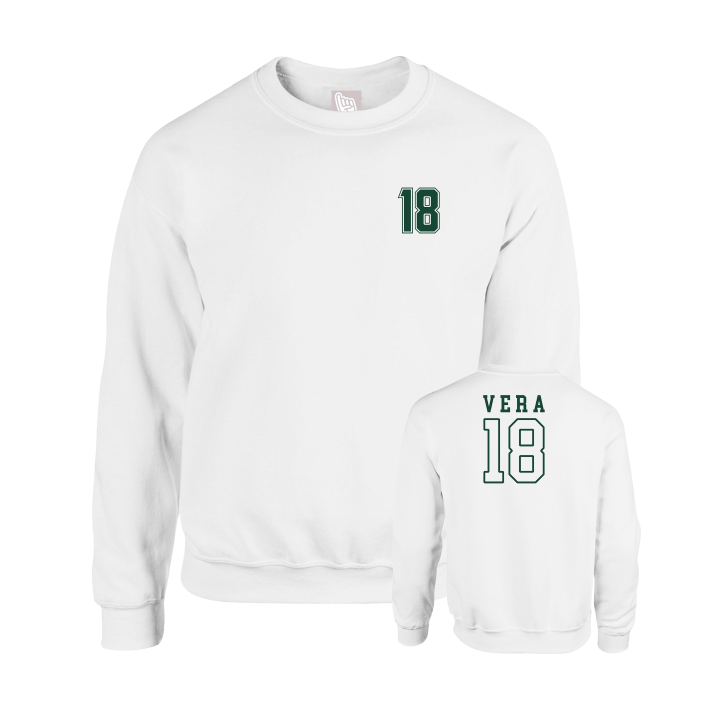 Fleece Crew — Chest Back in White