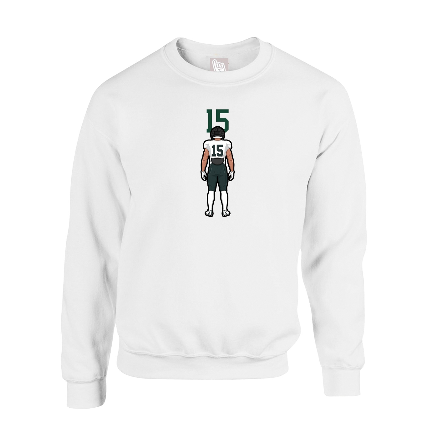 Fleece Crew — Number Top in White