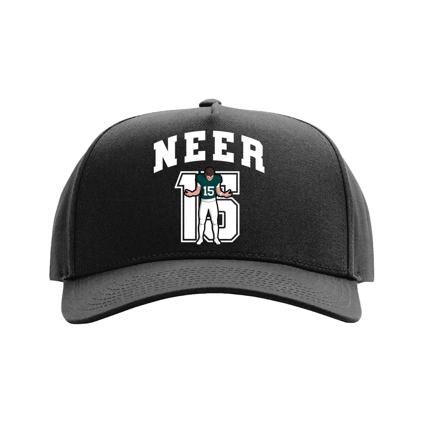 Full Fabric Five-Panel Champ Cap — Number in Black