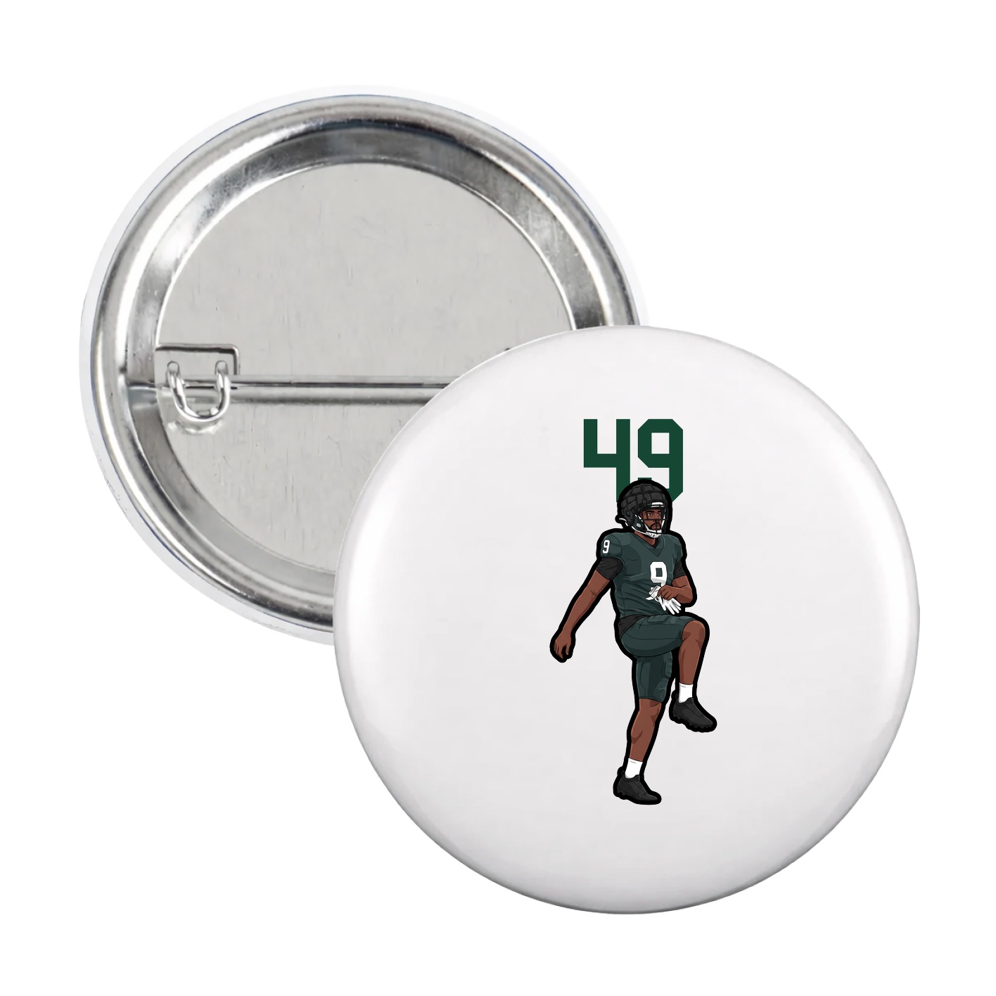 Game Day Button — Number Top in White