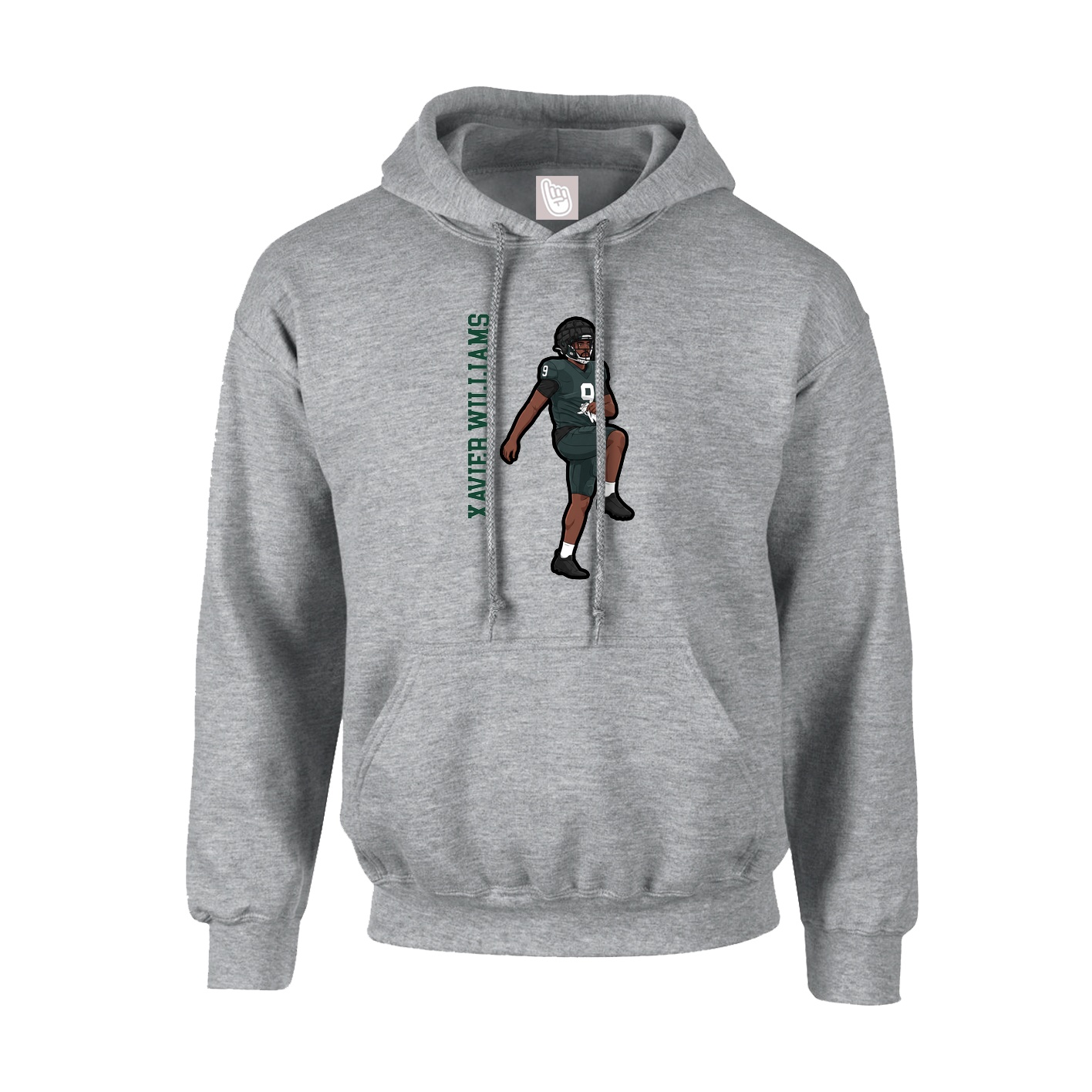 Hoodie — Name Vertical in Grey