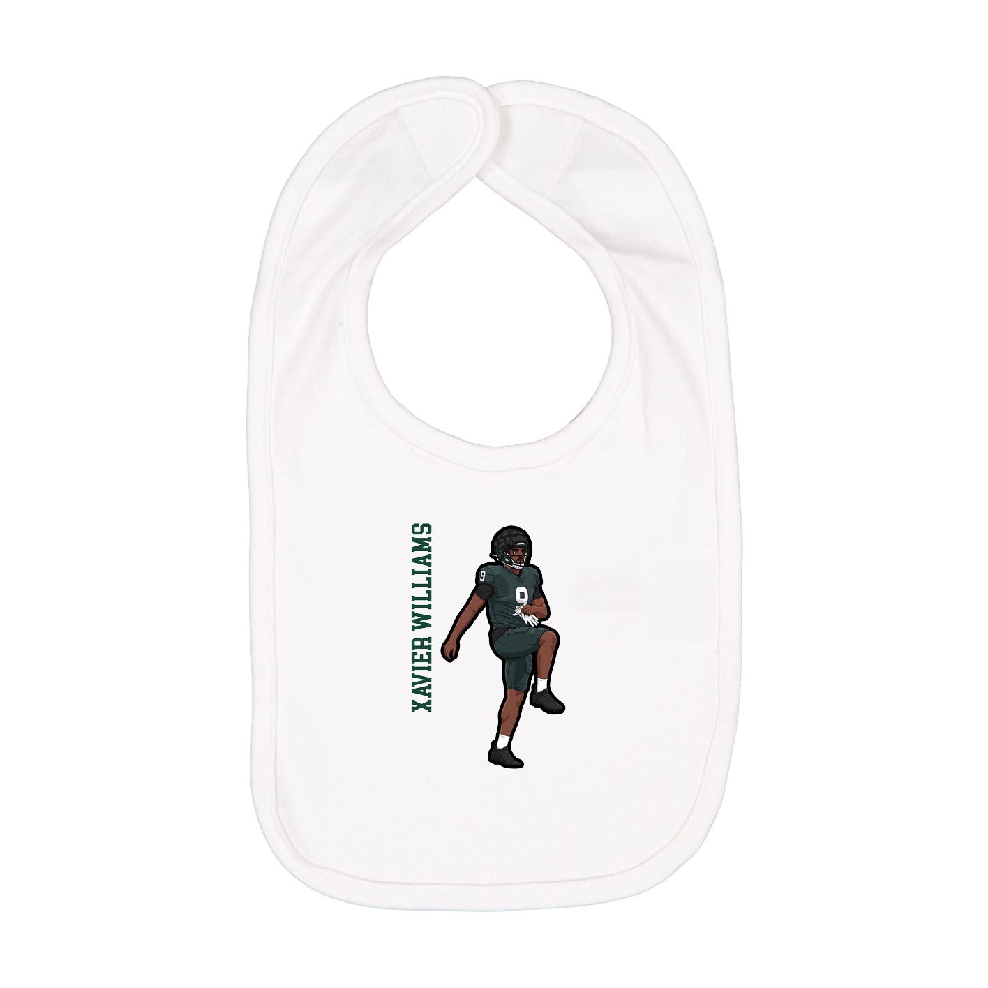 Infant Bib — Name Vertical in White