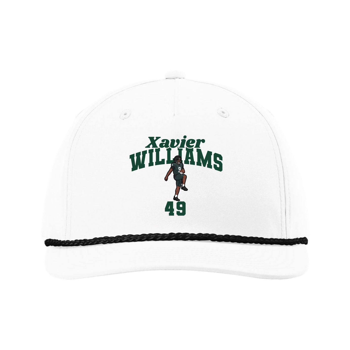 Five-Panel Classic Rope Cap — Signature Arch in White