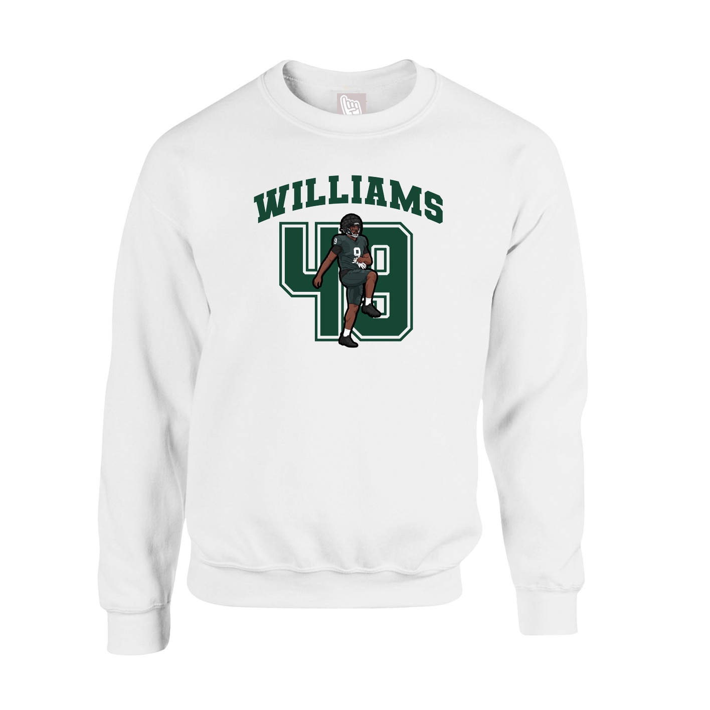 Fleece Crew — Number in White