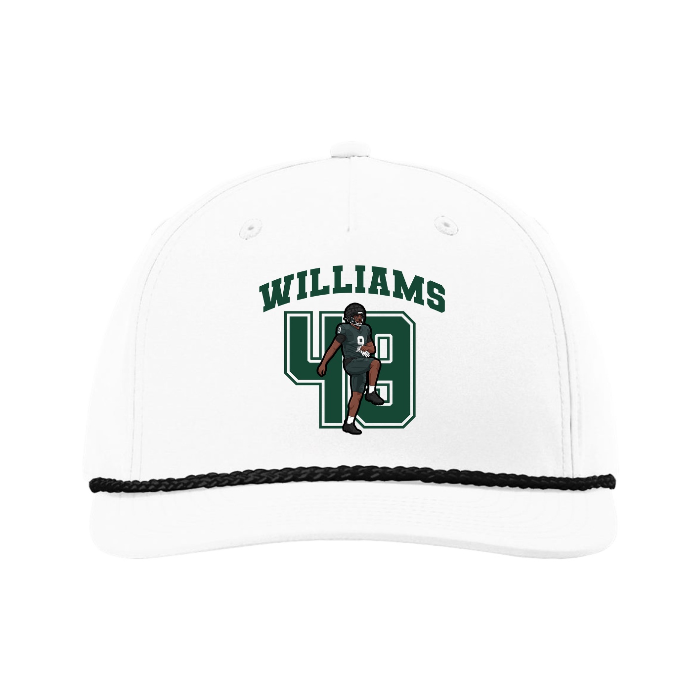 Five-Panel Classic Rope Cap — Number in White