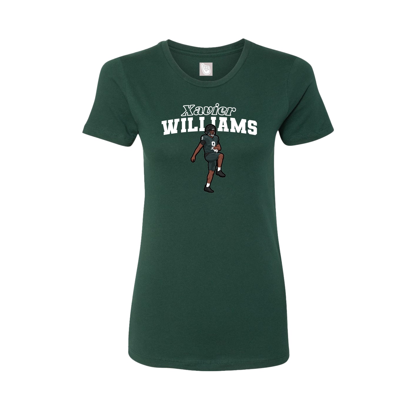 Fitted Women's Tee — Name Arch in Green