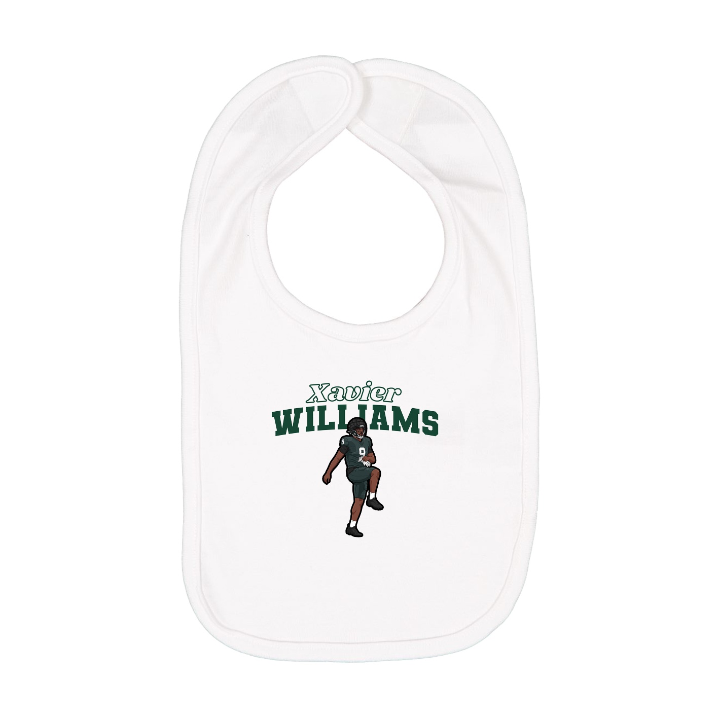 Infant Bib — Name Arch in White
