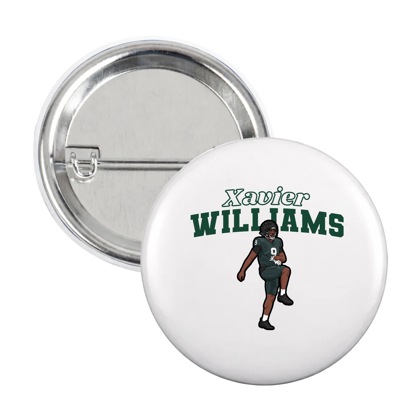 Game Day Button — Name Arch in White