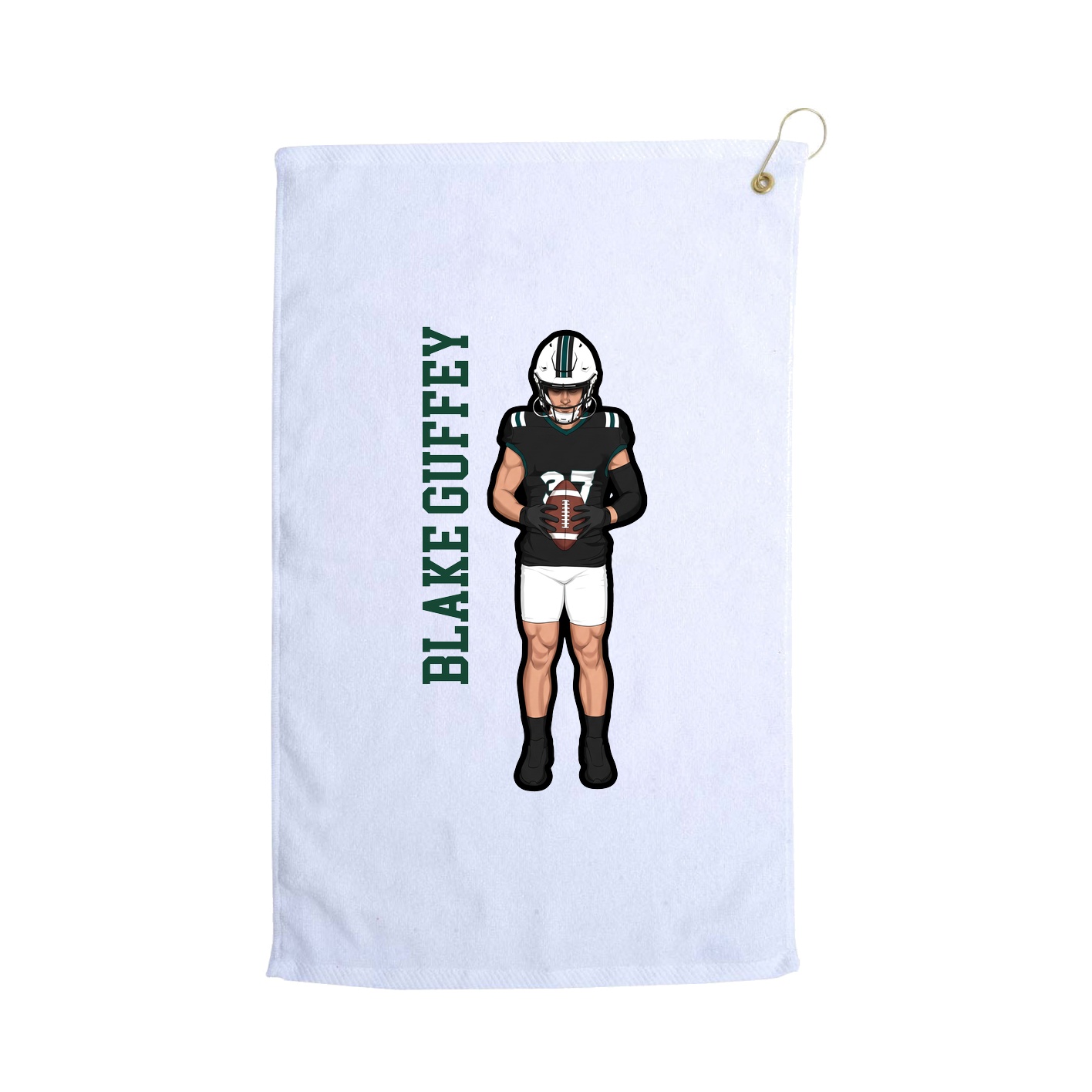 Golf Towel — Name Vertical in White