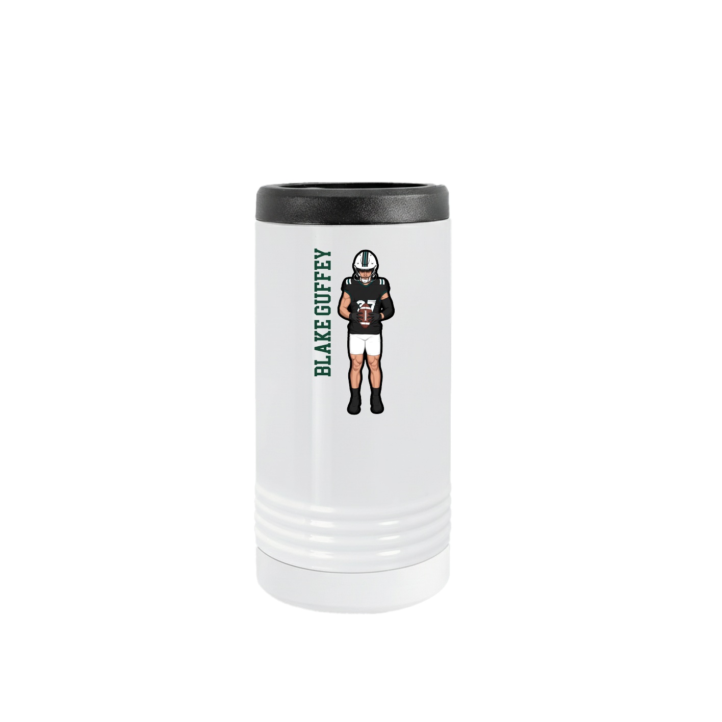 Slim Beverage Holder — Name Vertical in White