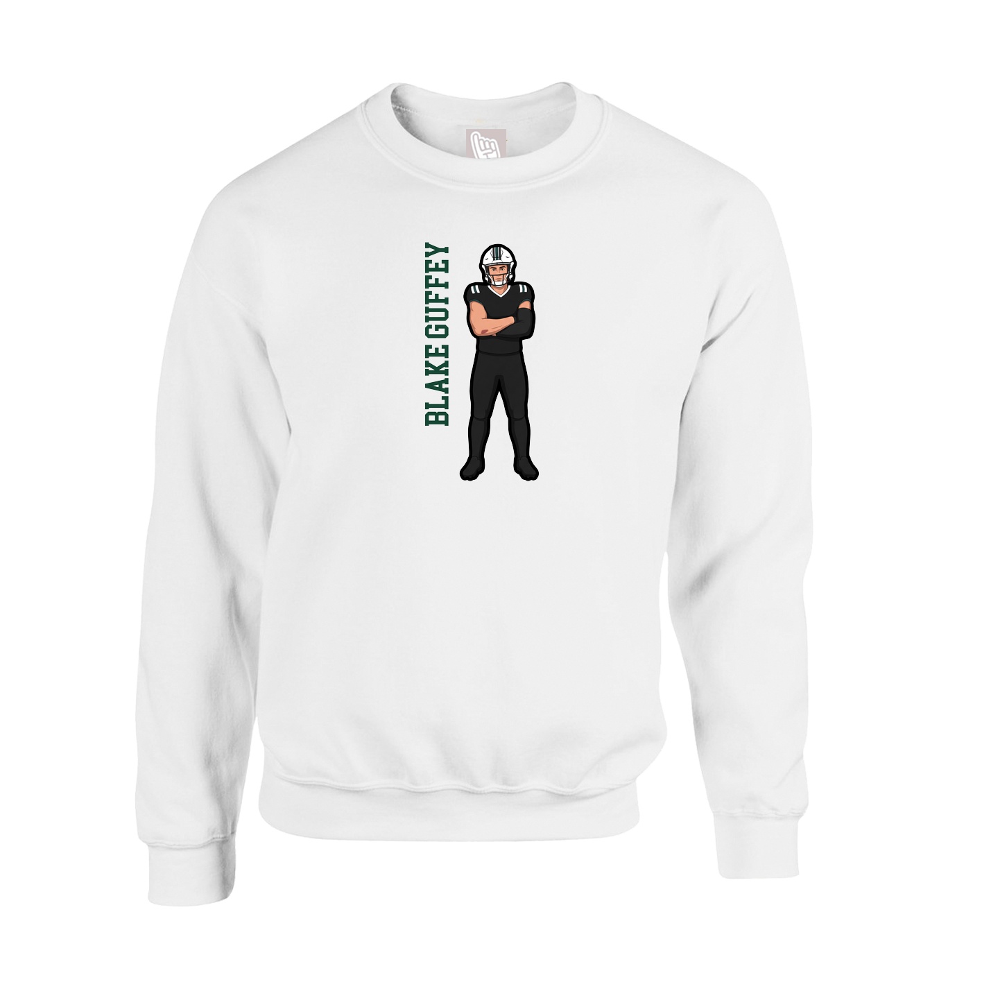 Fleece Crew — Name Vertical in White