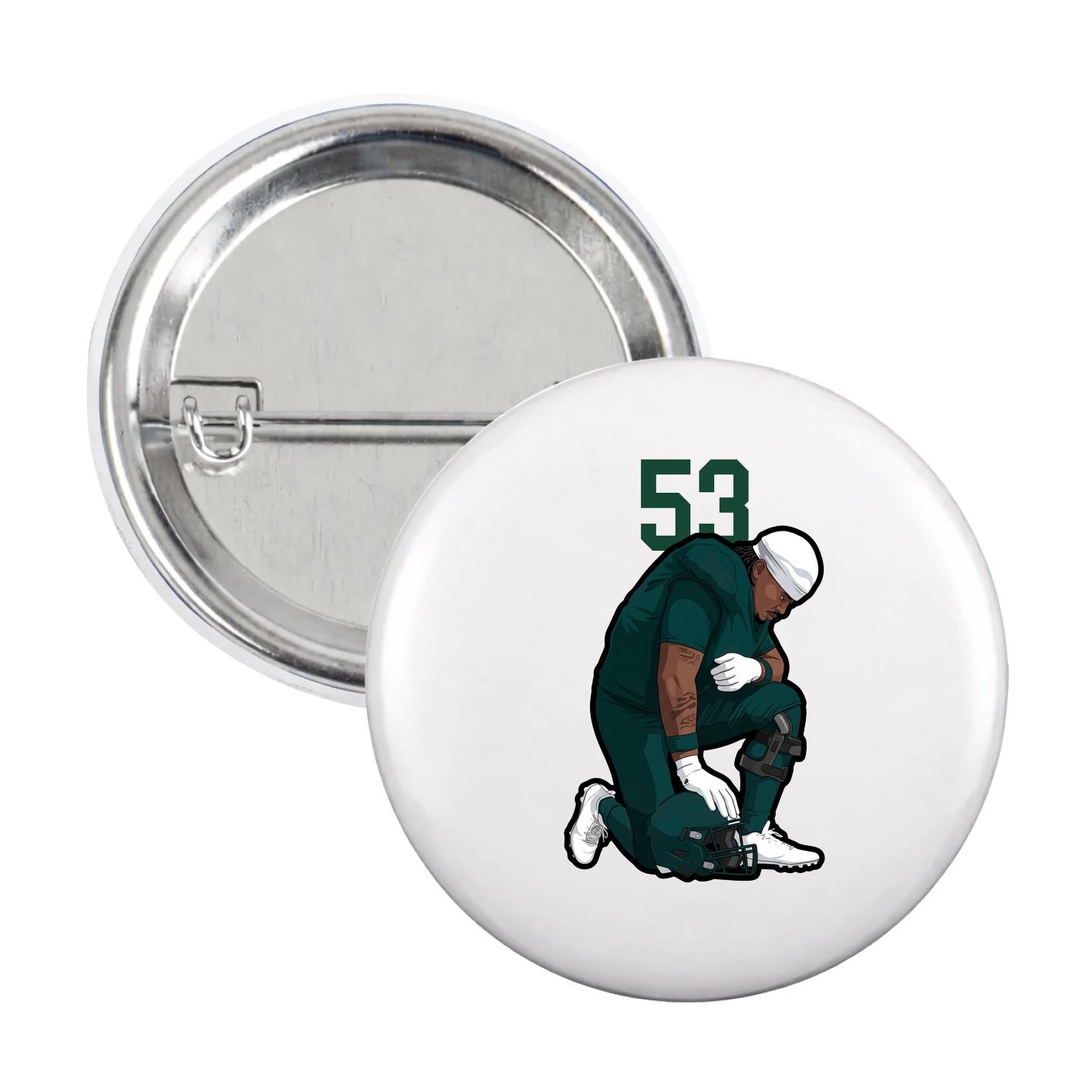 Game Day Button — Number Top in White