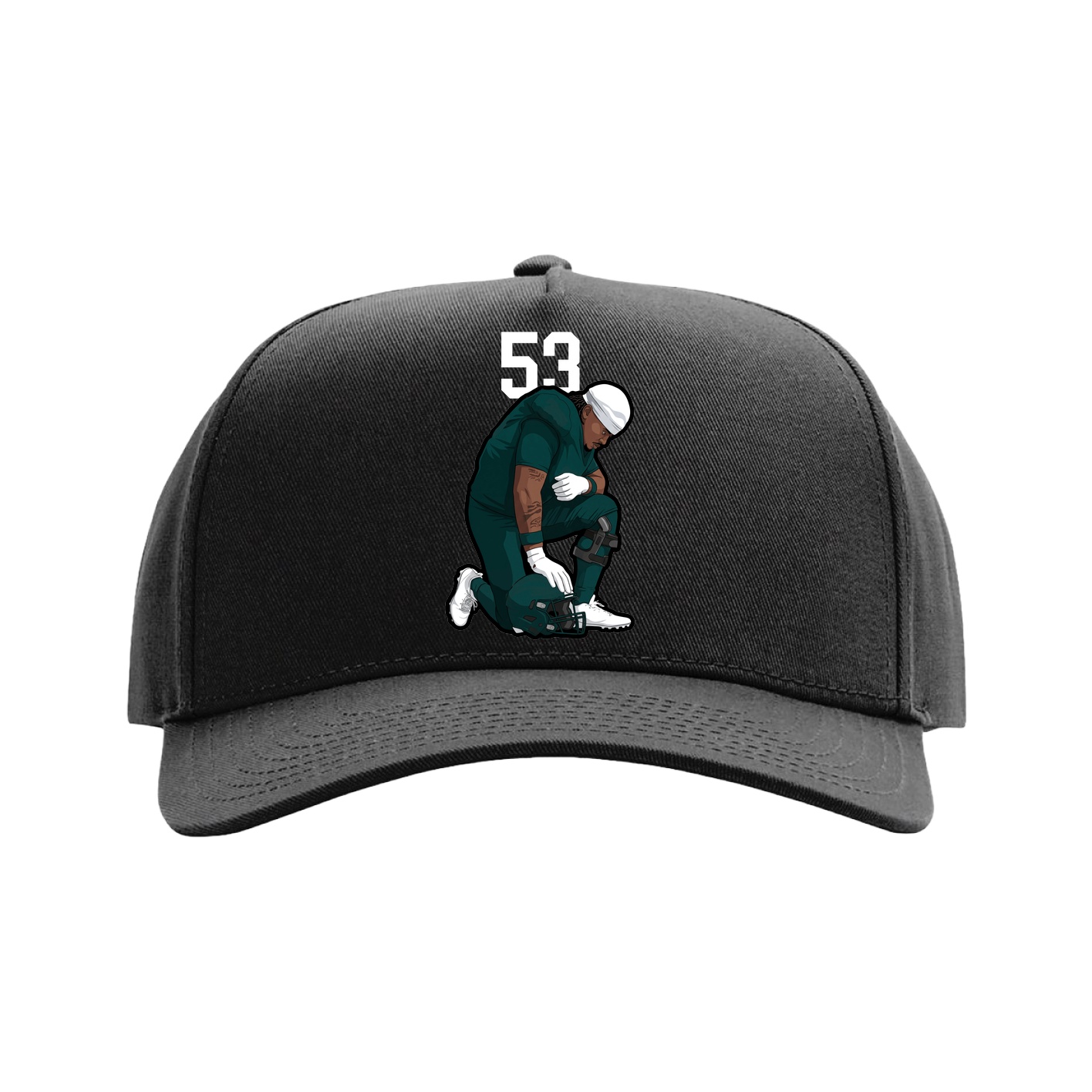 Full Fabric Five-Panel Champ Cap — Number Top in Black