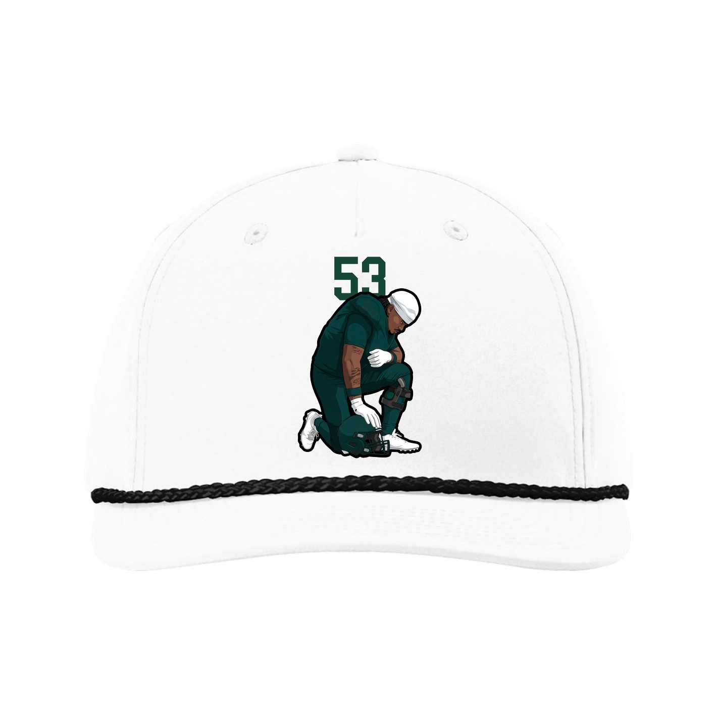 Five-Panel Classic Rope Cap — Number Top in White