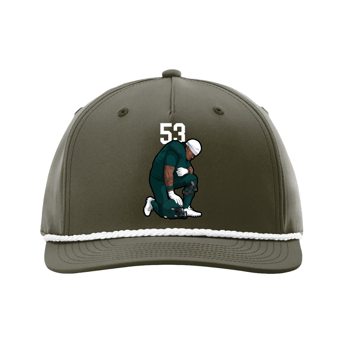 Five-Panel Classic Rope Cap — Number Top in Green
