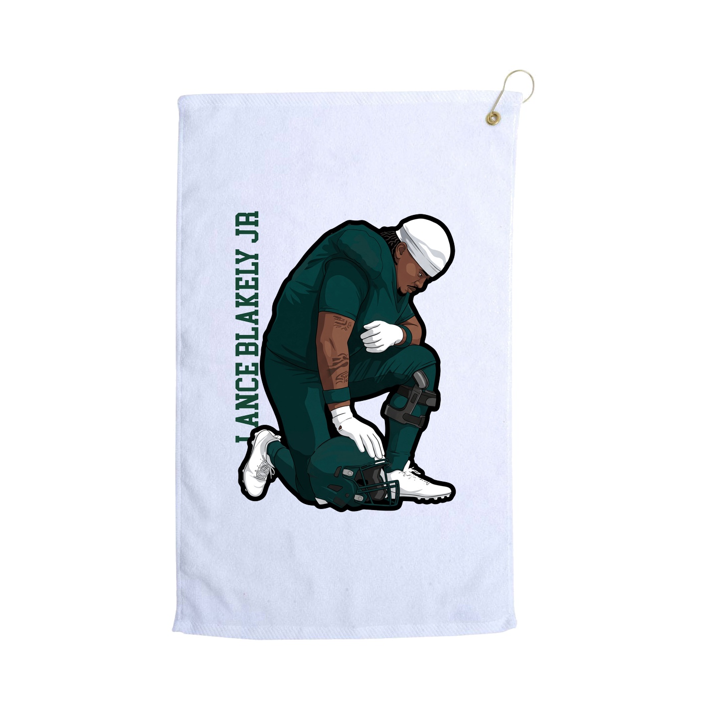 Golf Towel — Name Vertical in White