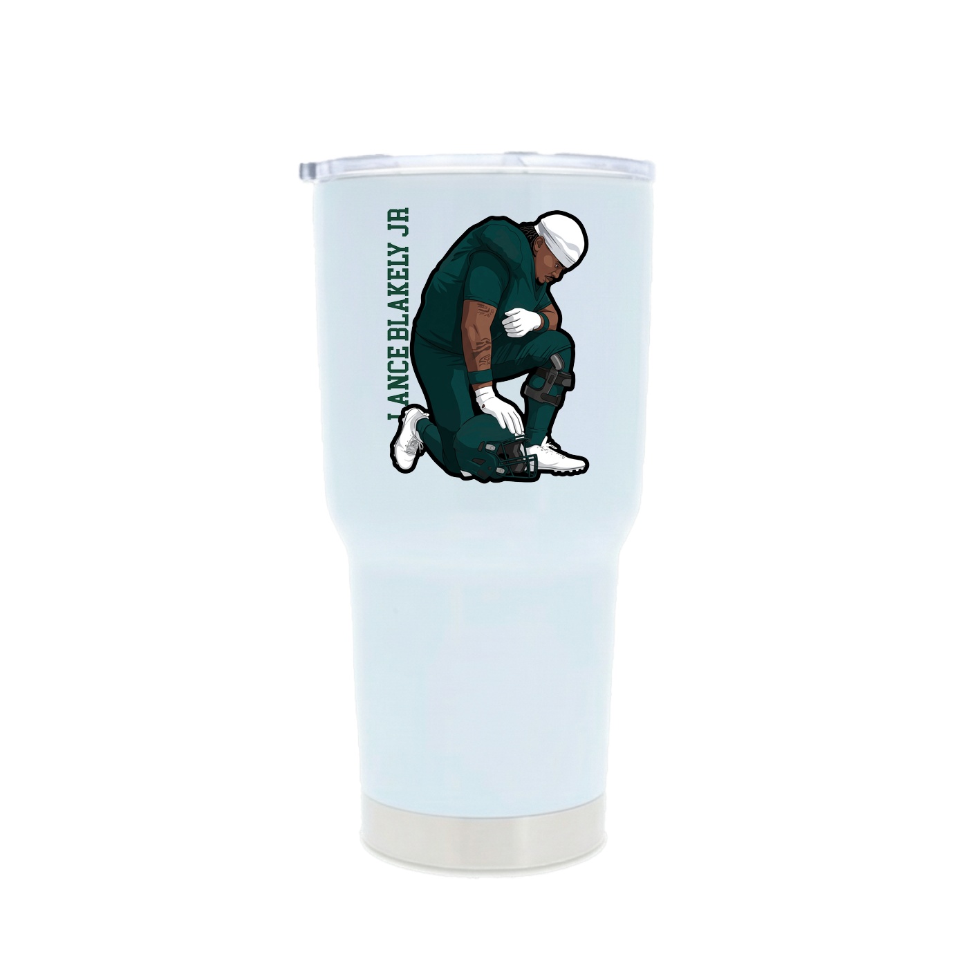 30oz Stainless Steel Tumbler — Name Vertical in White
