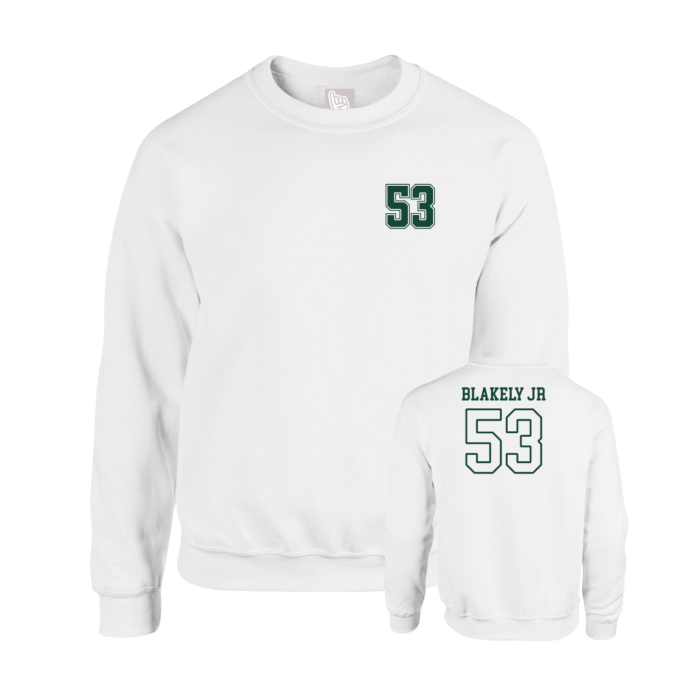 Fleece Crew — Chest Back in White