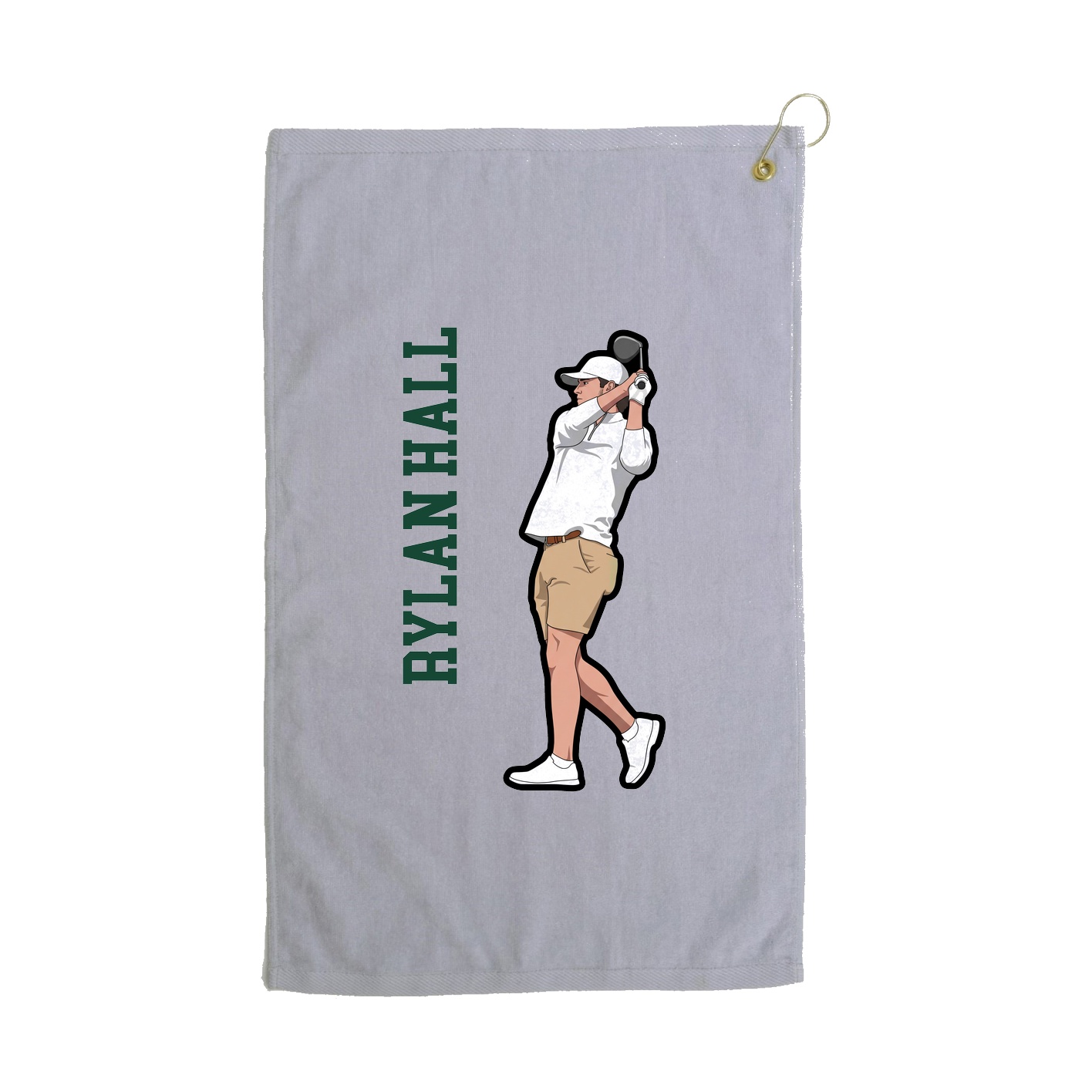 Golf Towel — Name Vertical in Grey
