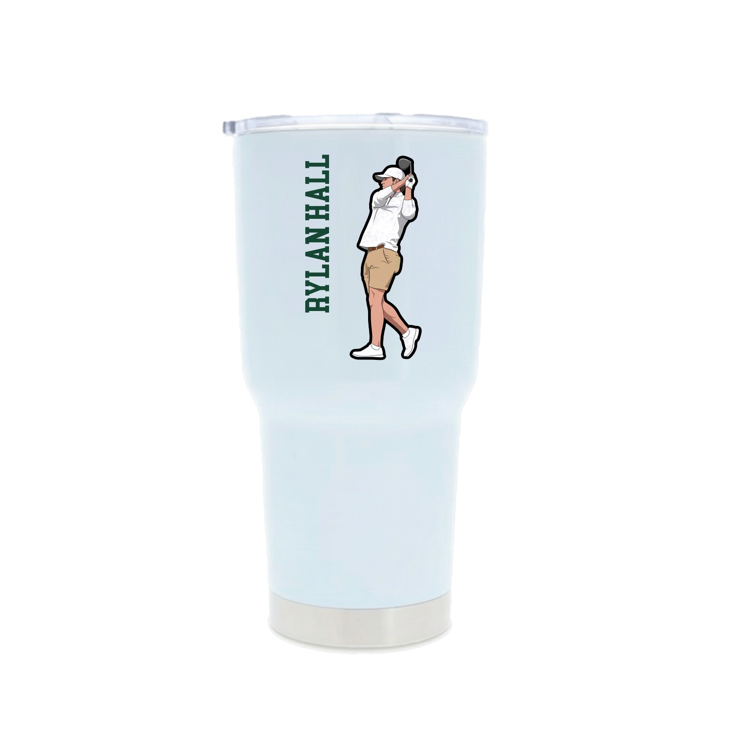 30oz Stainless Steel Tumbler — Name Vertical in White