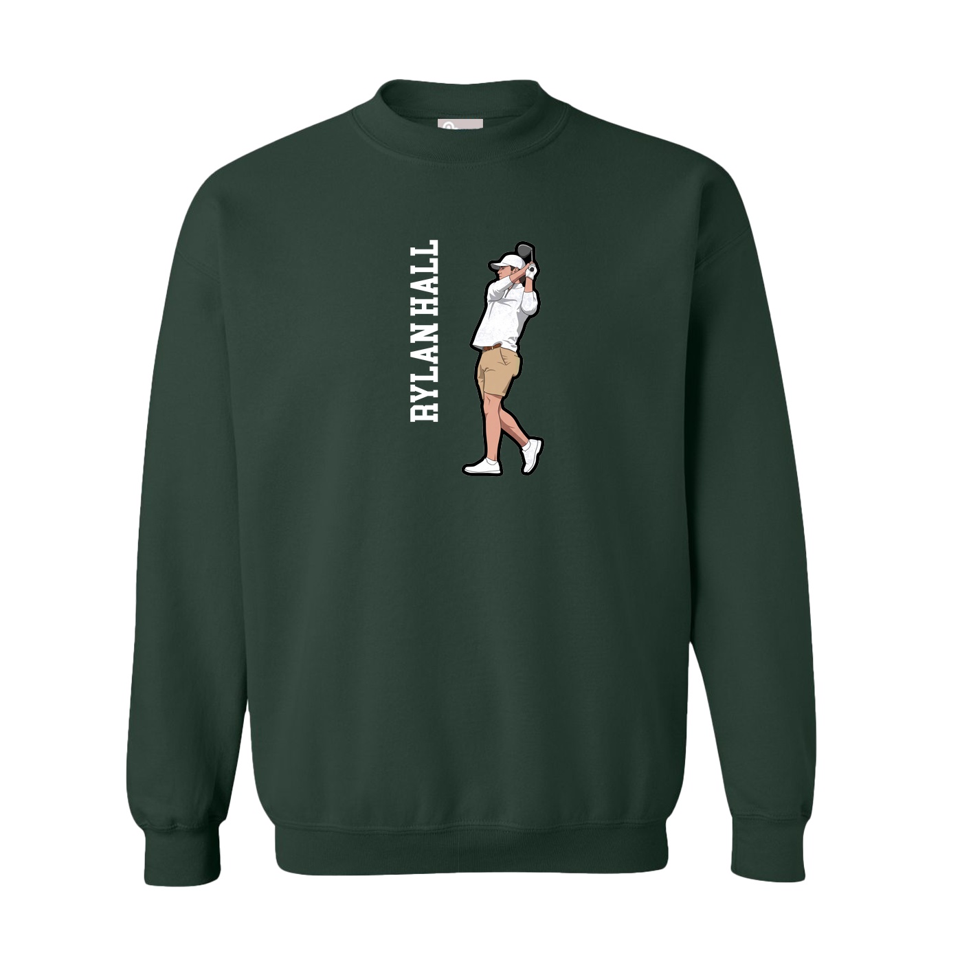 Fleece Crew — Name Vertical in Green
