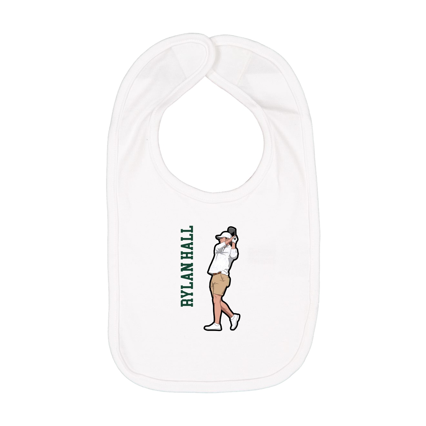 Infant Bib — Name Vertical in White