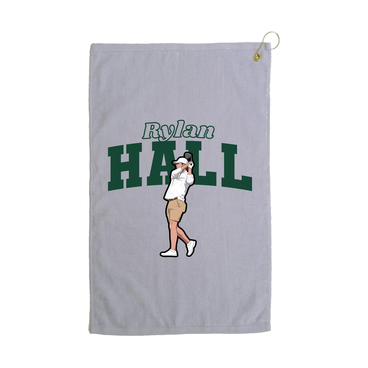 Golf Towel — Name Arch in Grey