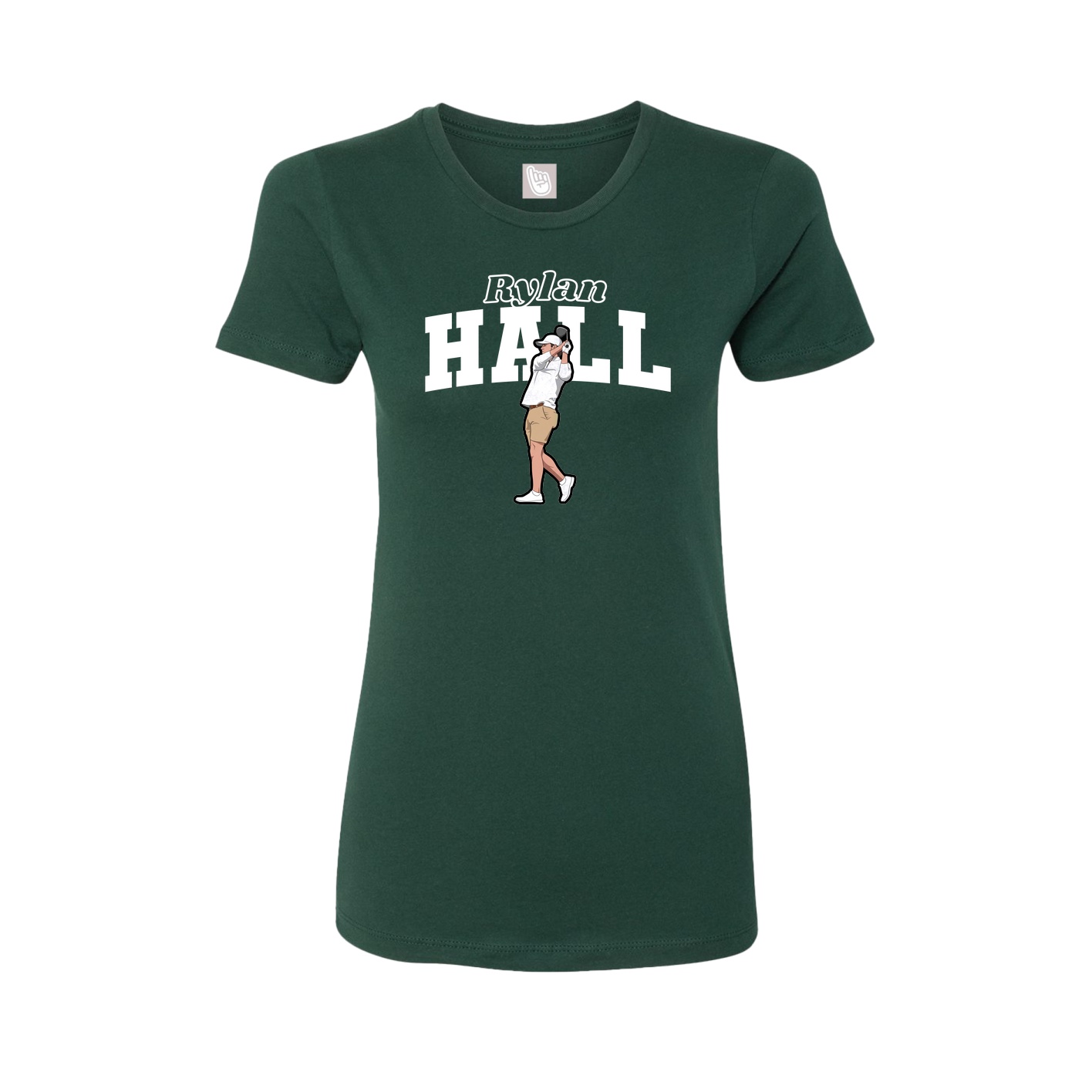Fitted Women's Tee — Name Arch in Green