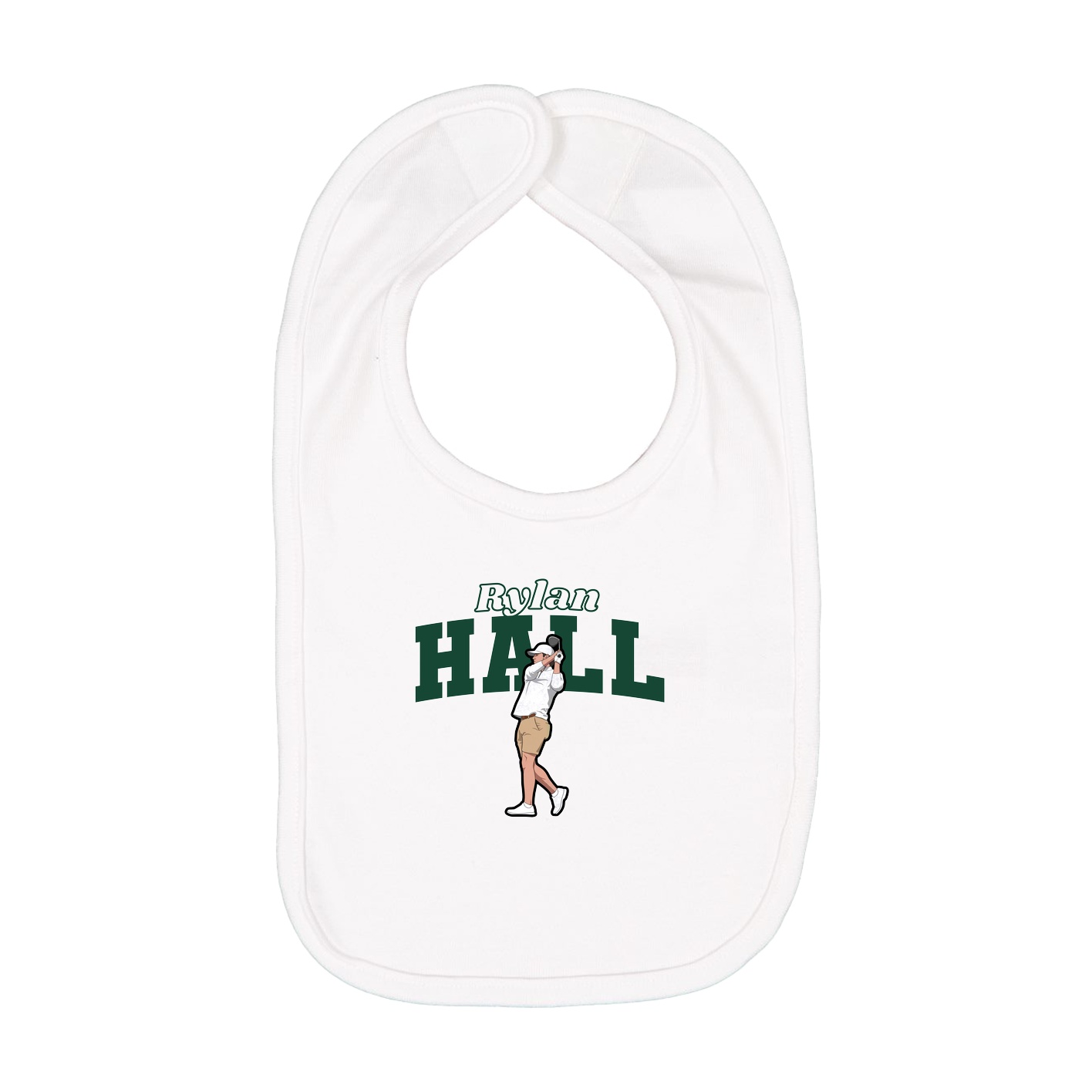 Infant Bib — Name Arch in White