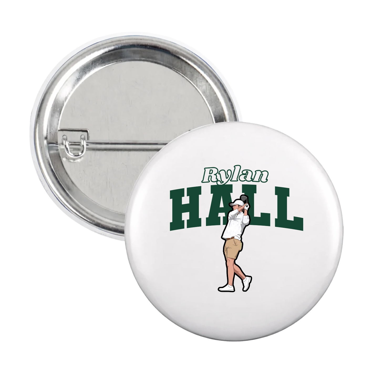 Game Day Button — Name Arch in White
