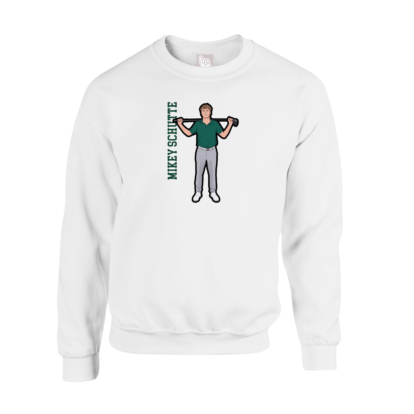 Fleece Crew — Name Vertical in White