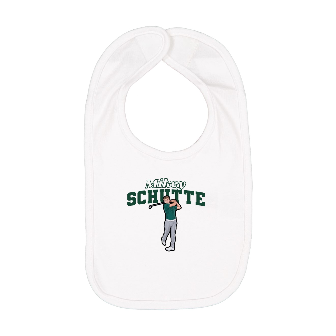Infant Bib — Name Arch in White