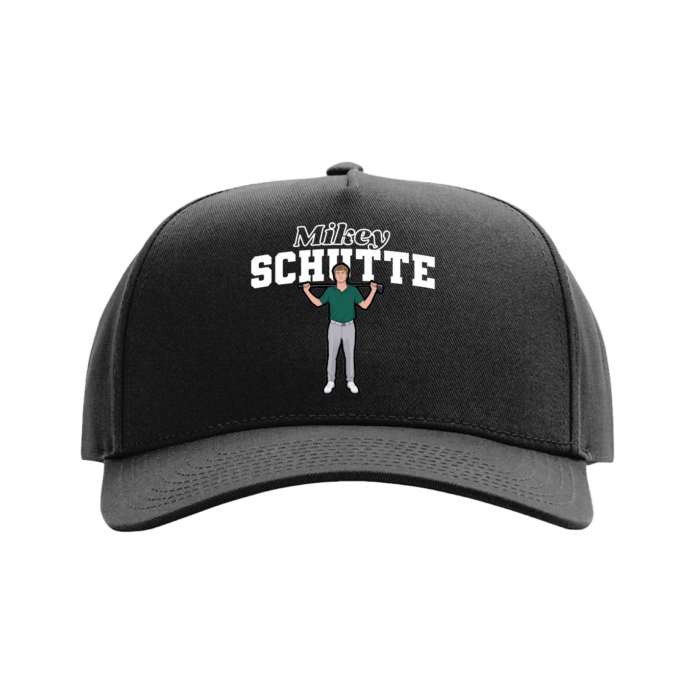 Full Fabric Five-Panel Champ Cap — Name Arch in Black