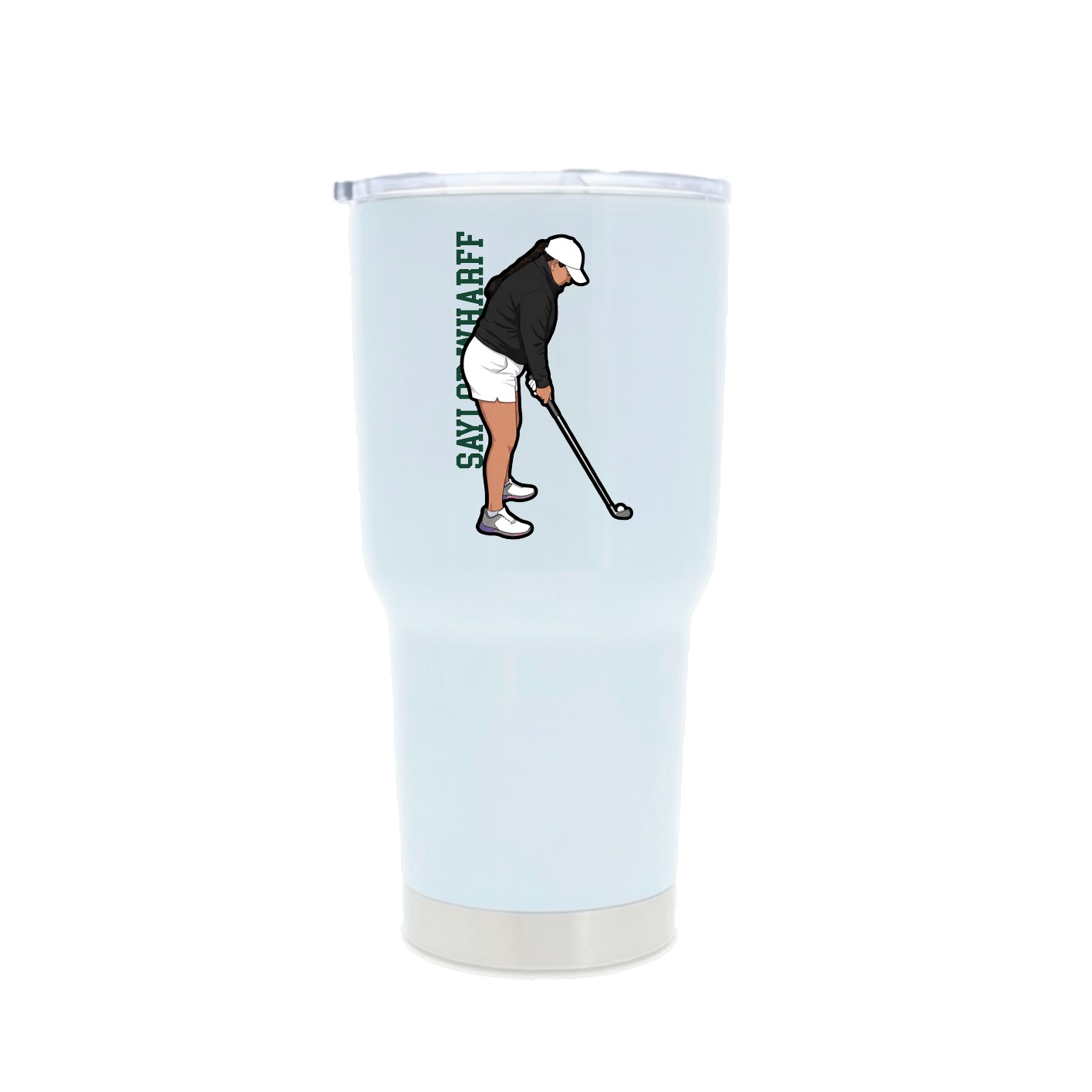 30oz Stainless Steel Tumbler — Name Vertical in White
