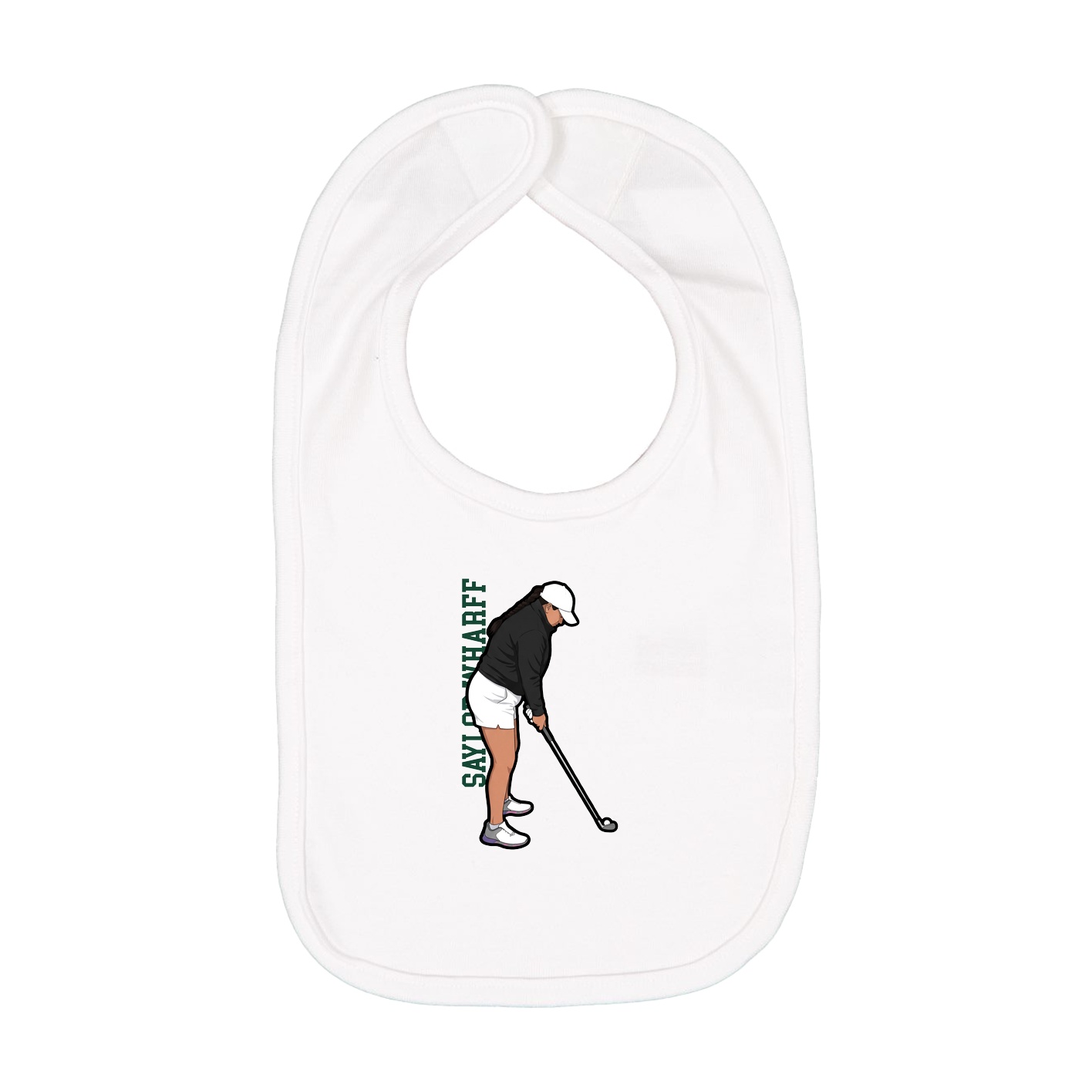Infant Bib — Name Vertical in White