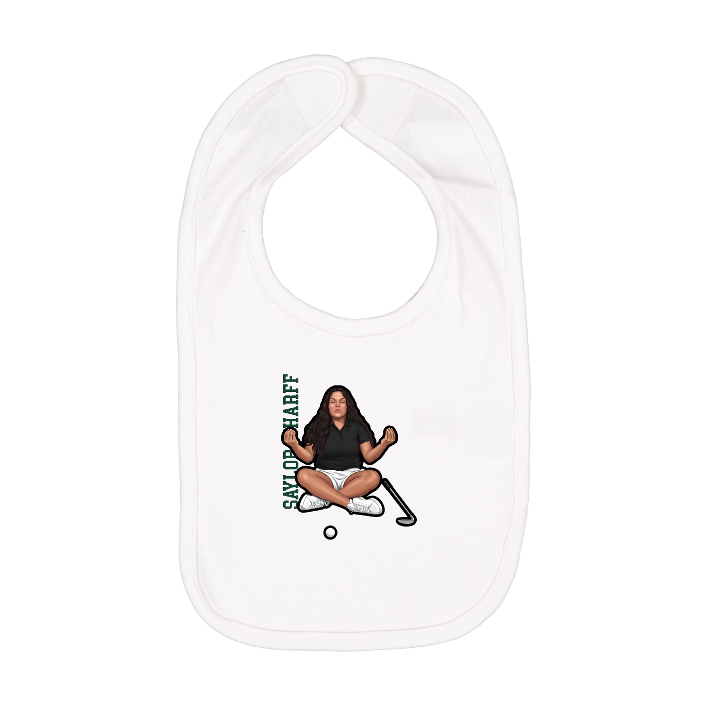 Infant Bib — Name Vertical in White