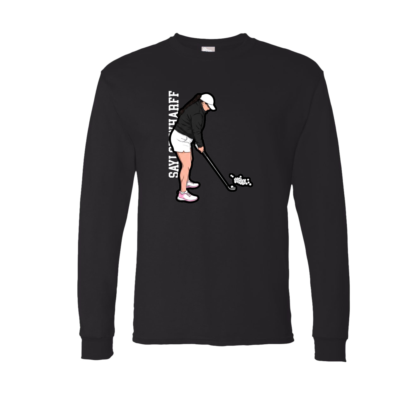 Long Sleeve Tee — Name Vertical in Black