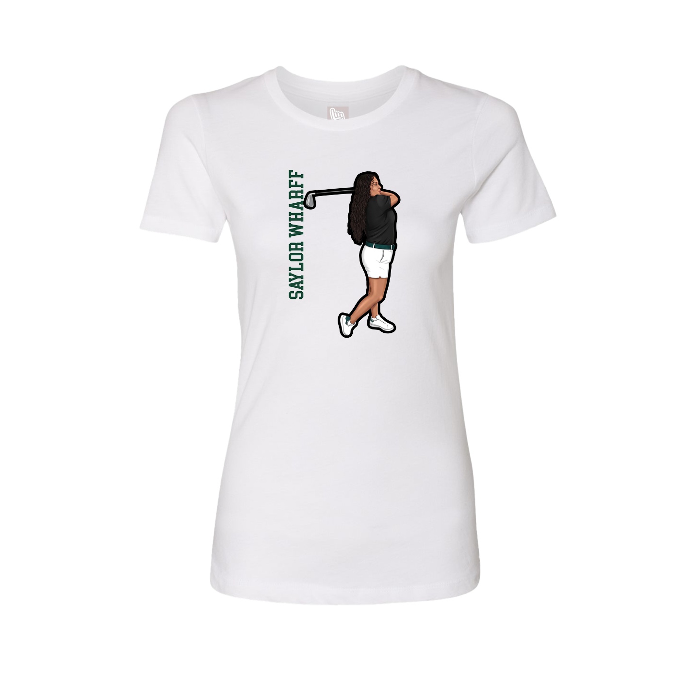 Fitted Women's Tee — Name Vertical in White