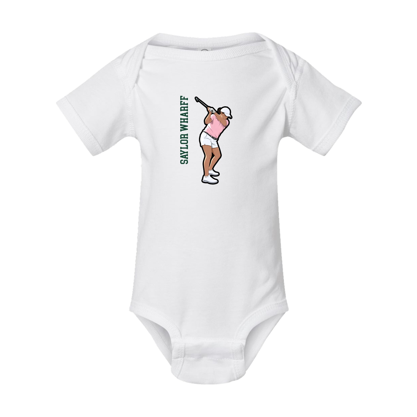 Baby Onesie — Name Vertical in White
