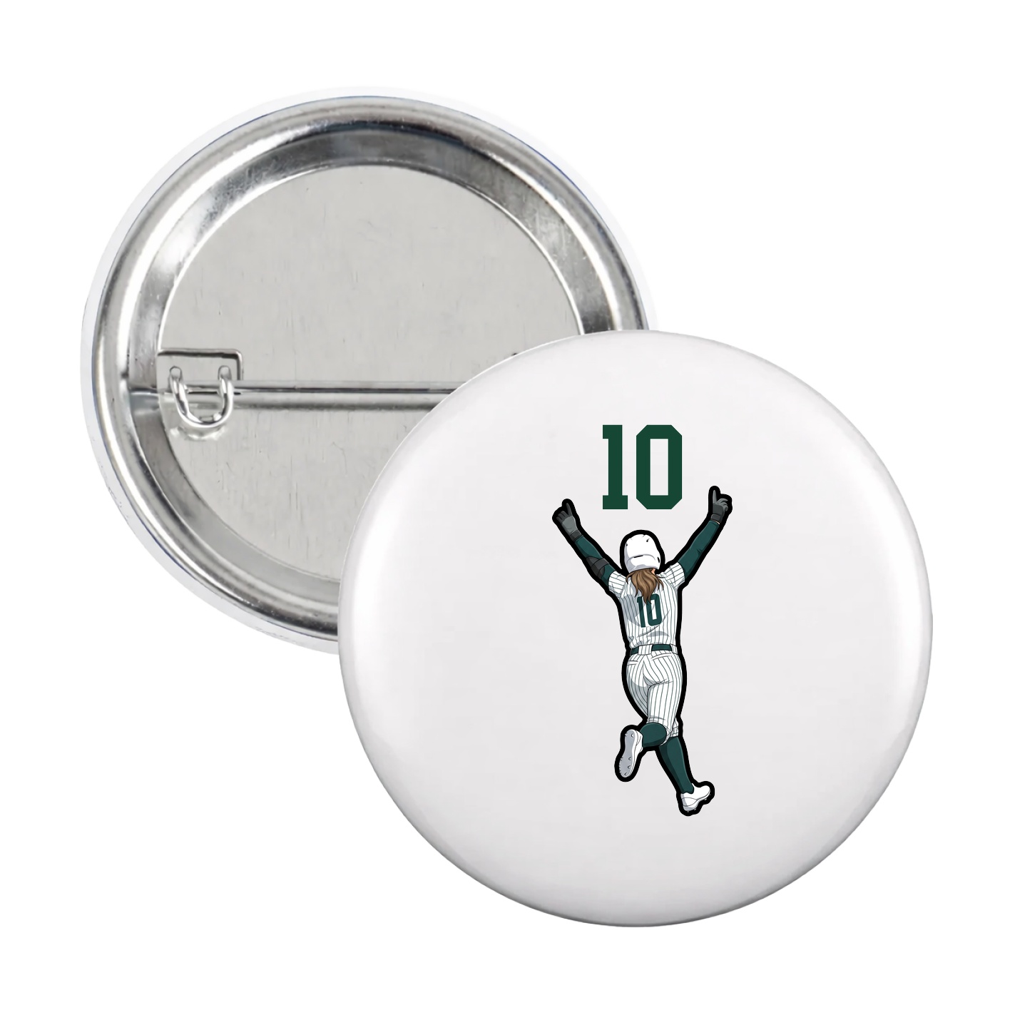 Game Day Button — Number Top in White