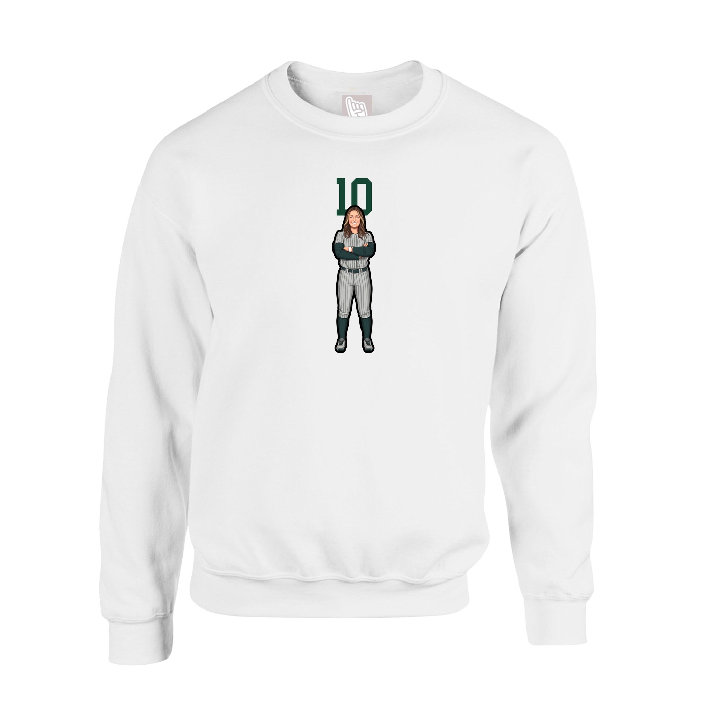 Fleece Crew — Number Top in White