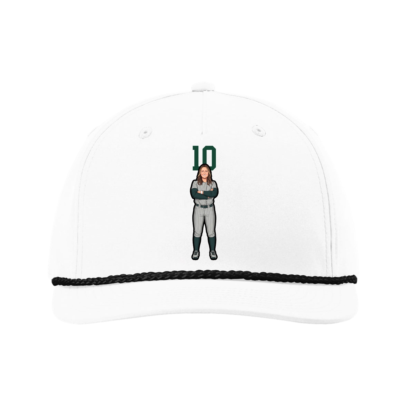 Five-Panel Classic Rope Cap — Number Top in White