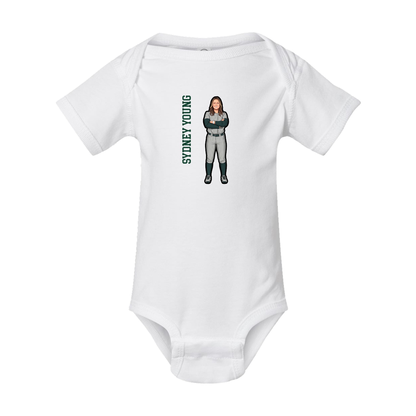 Baby Onesie — Name Vertical in White