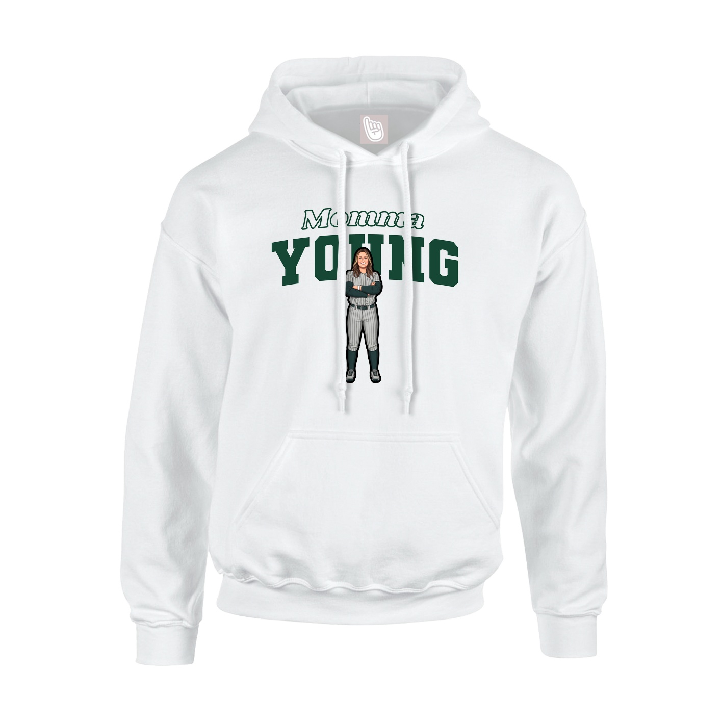 Youth Hoodie — Mothers Day Block in White