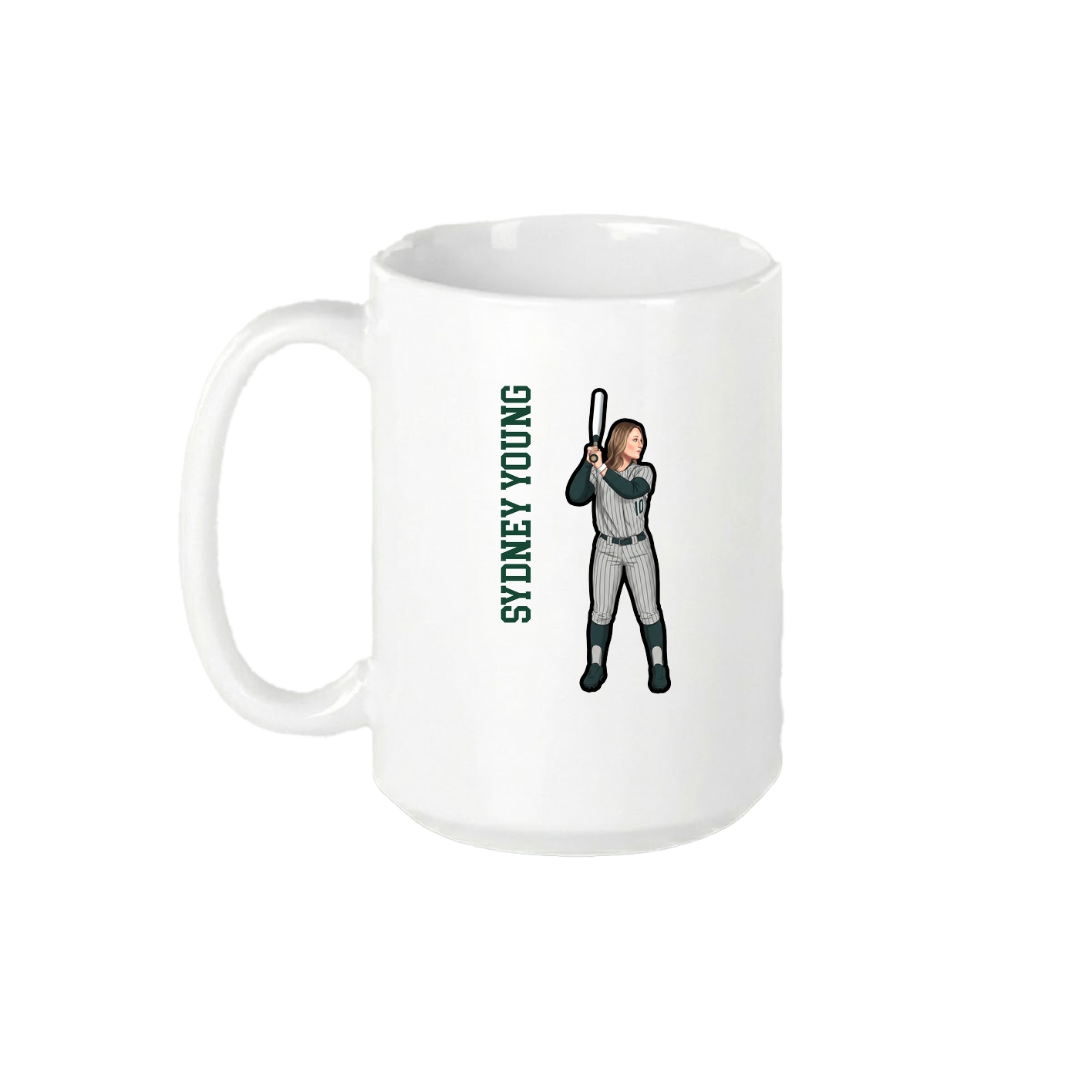 15oz Coffee Mug — Name Vertical in White