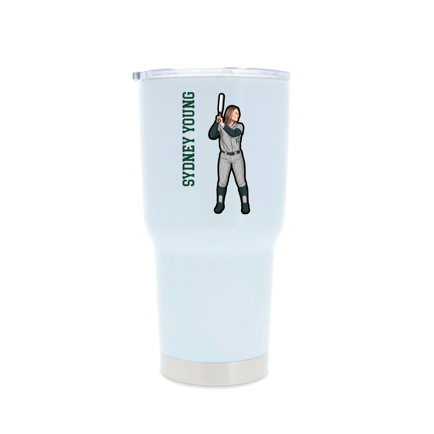 30oz Stainless Steel Tumbler — Name Vertical in White