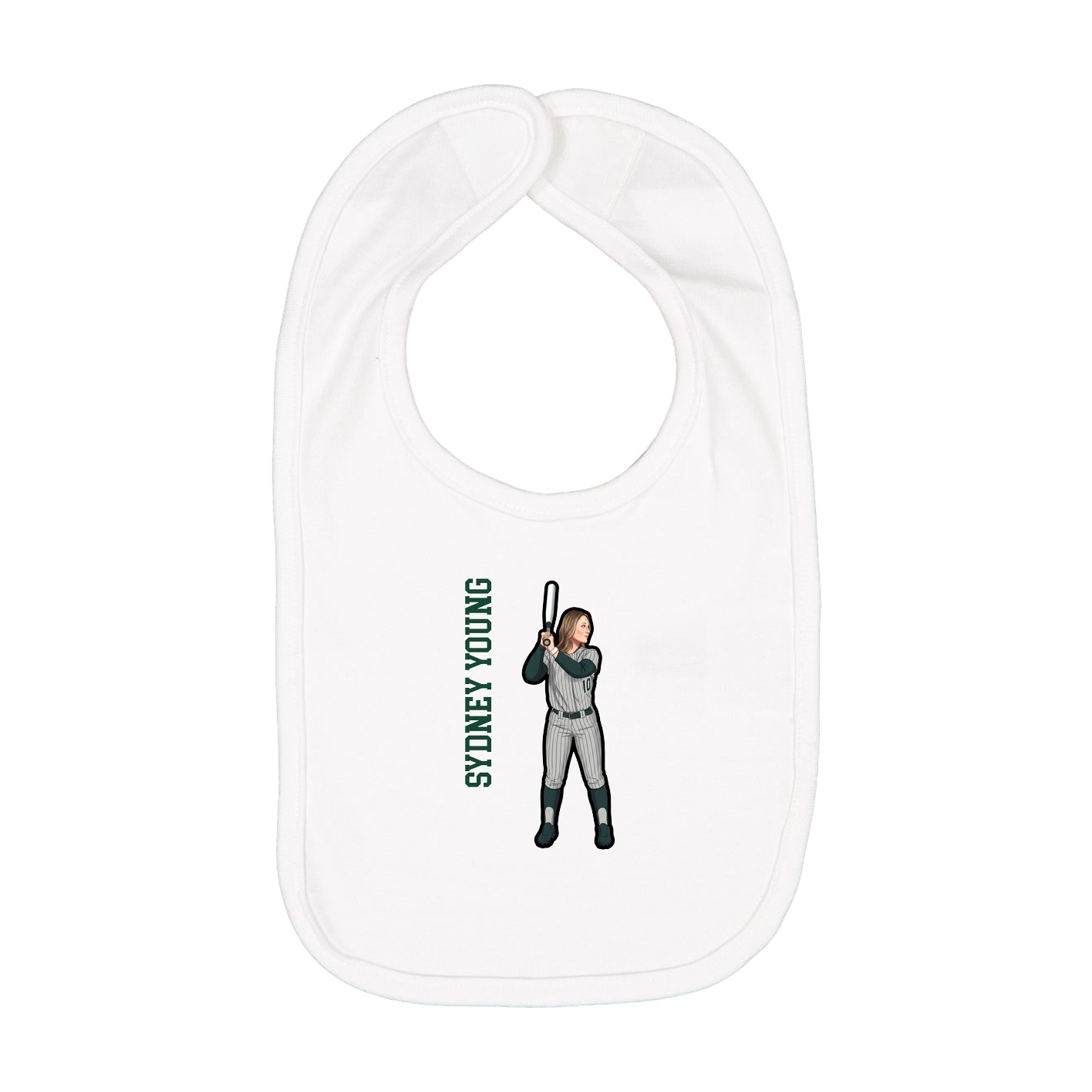 Infant Bib — Name Vertical in White