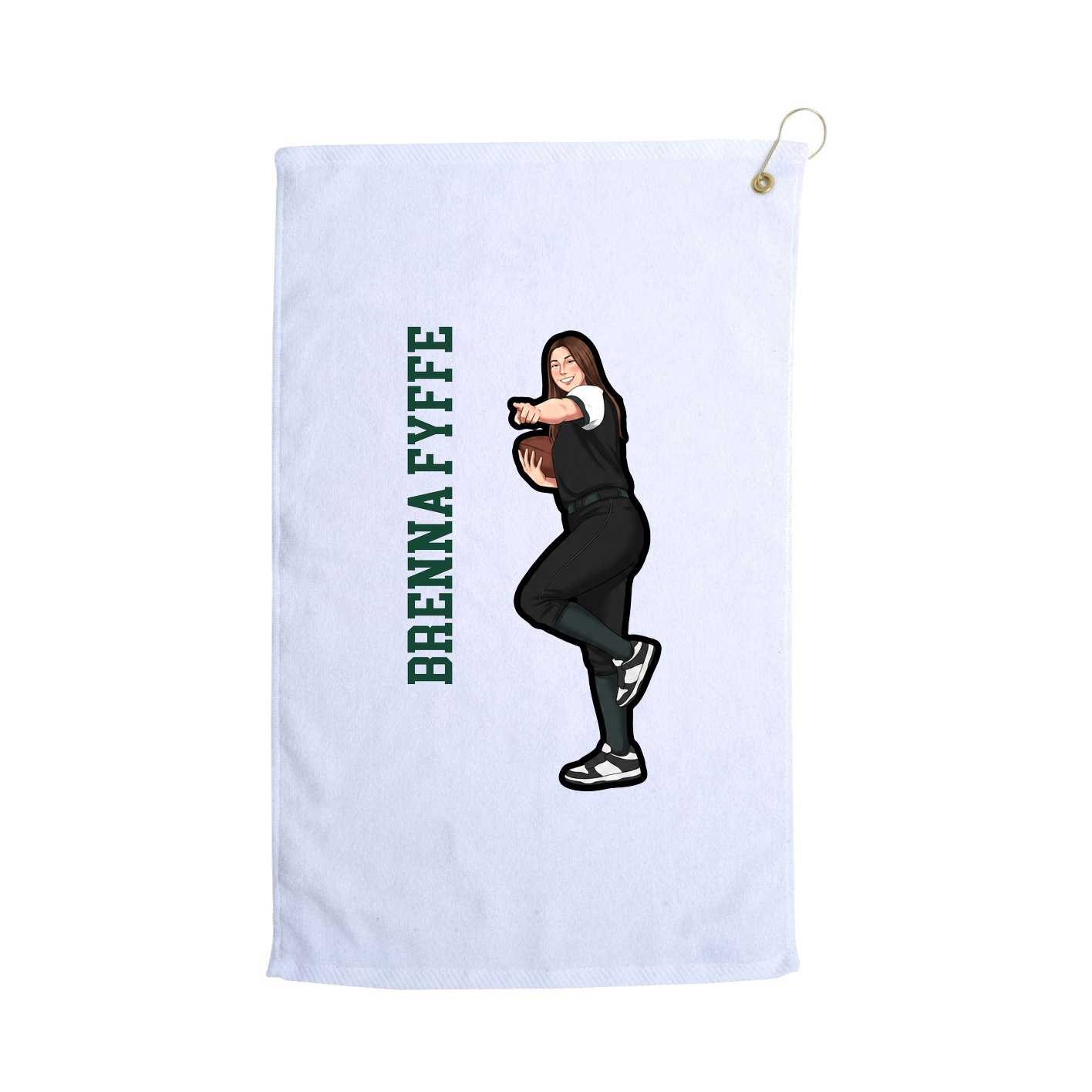 Golf Towel — Name Vertical in White