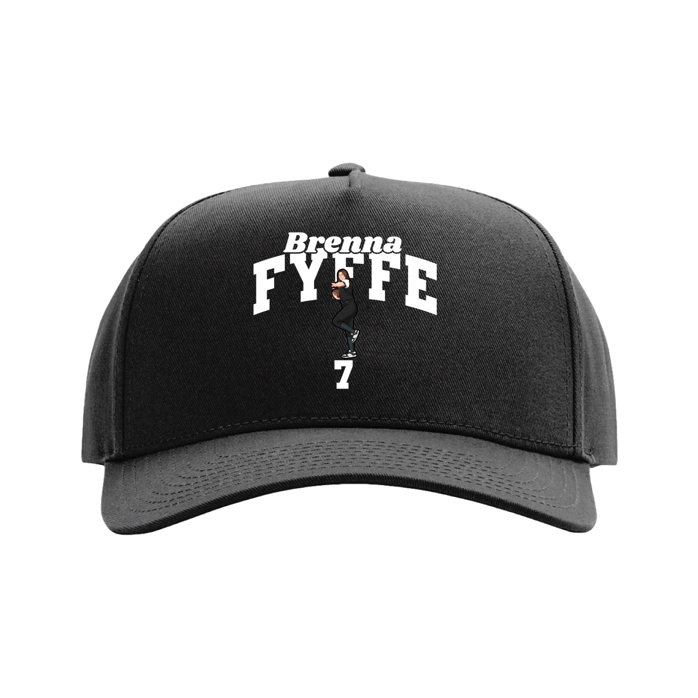 Full Fabric Five-Panel Champ Cap — Signature Arch in Black